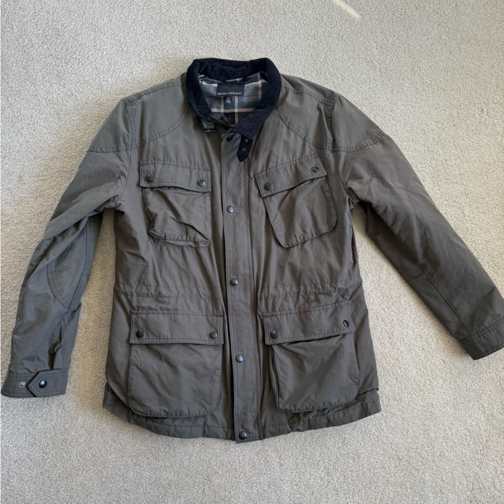 Banana Republic Khaki Jacket with Dark Collar